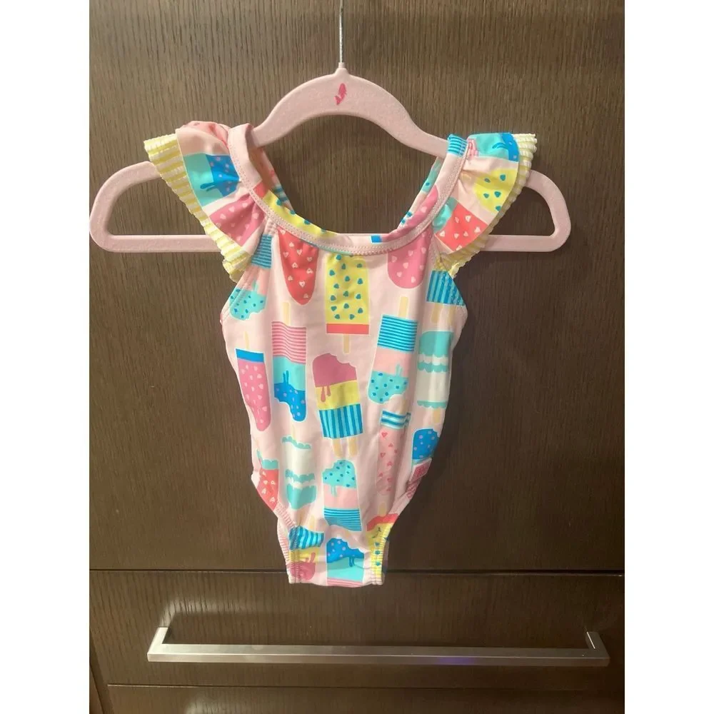 Ruffle butt swimsuit V-Back One Piece popsicles 12-18 months - Picture 3 of 7